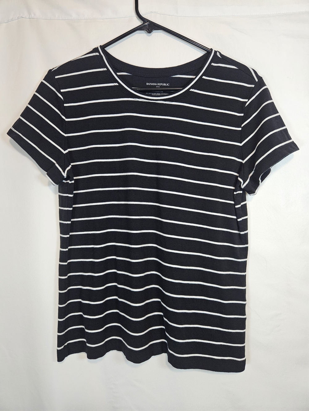 Banana Republic Black and White Striped Short Sleeve Tee